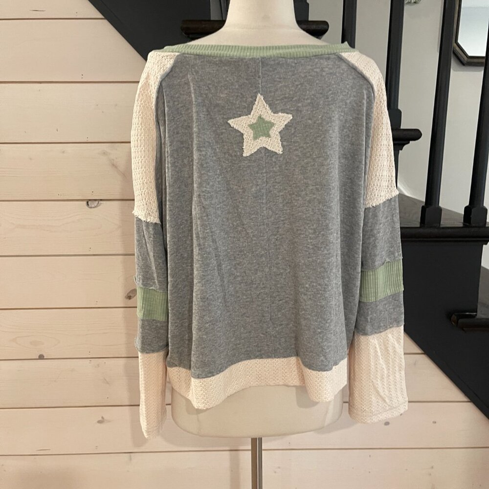 020 Pol Shining Star Patchwork Long Sleeve Pull O… - image 8